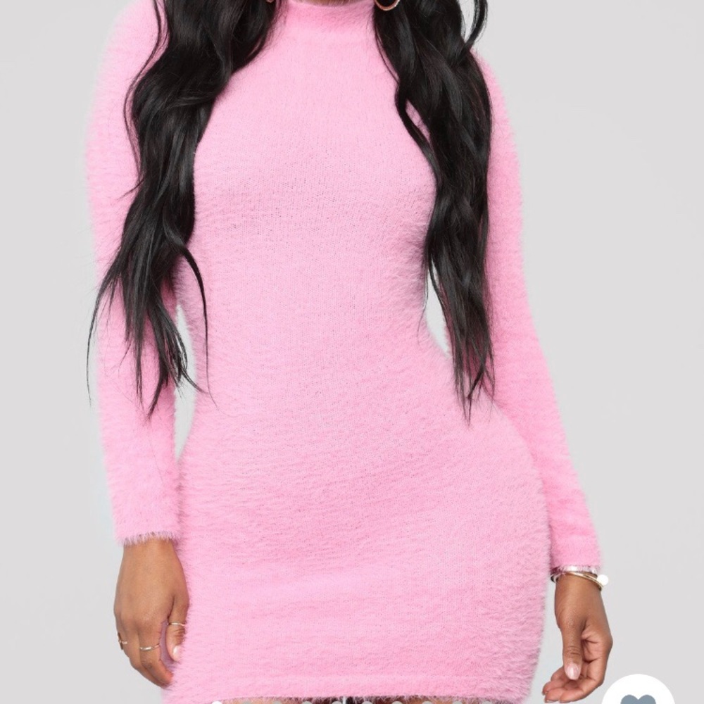 Fashion nova  pink fuzzy mini dress